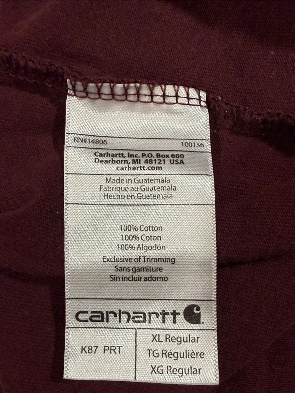Carhartt Men’s Pocket T-Shirt in Burgundy XL